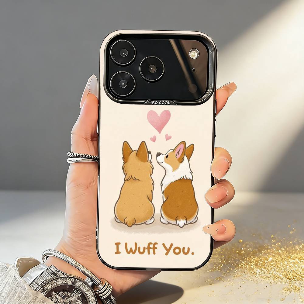 C-Cute Corgi Phone Case For iPhone17 16 15 14 13 12 Pro Max Grey Black Matte Laser Metallic Aurora Funda