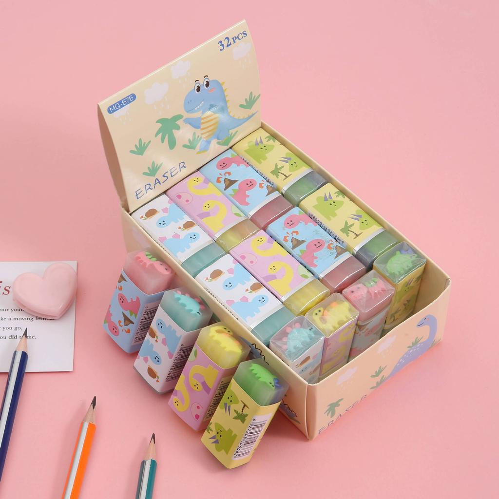 12/32/36pcs Cute Erasers Wholesale Fruit Ball Dinosaur Fun Desk Pets Pencil Erasers for School Supplies Prize Gifts Party Favors