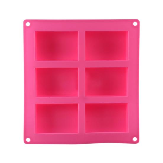 1 Pc 6-Cavity Plain Rectangle Soap Mold Silicone Craft DIY Cake Making Mould