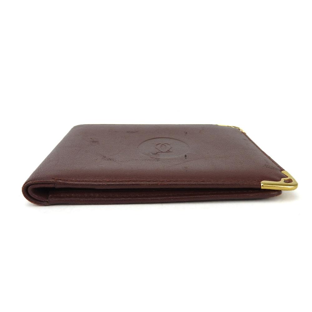 Used CARTIER Bill Compartment Must leather Bordeaux Bordeaux Bifold Wallet