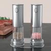 Automatic Salt Pepper Mill Adjustable Coarseness Electric Spice Mill LED Light Spice Seasoning Bottle BBQ Accessories