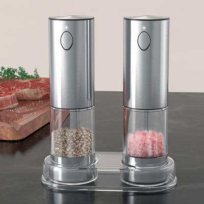 Automatic Salt Pepper Mill Adjustable Coarseness Electric Spice Mill LED Light Spice Seasoning Bottle BBQ Accessories