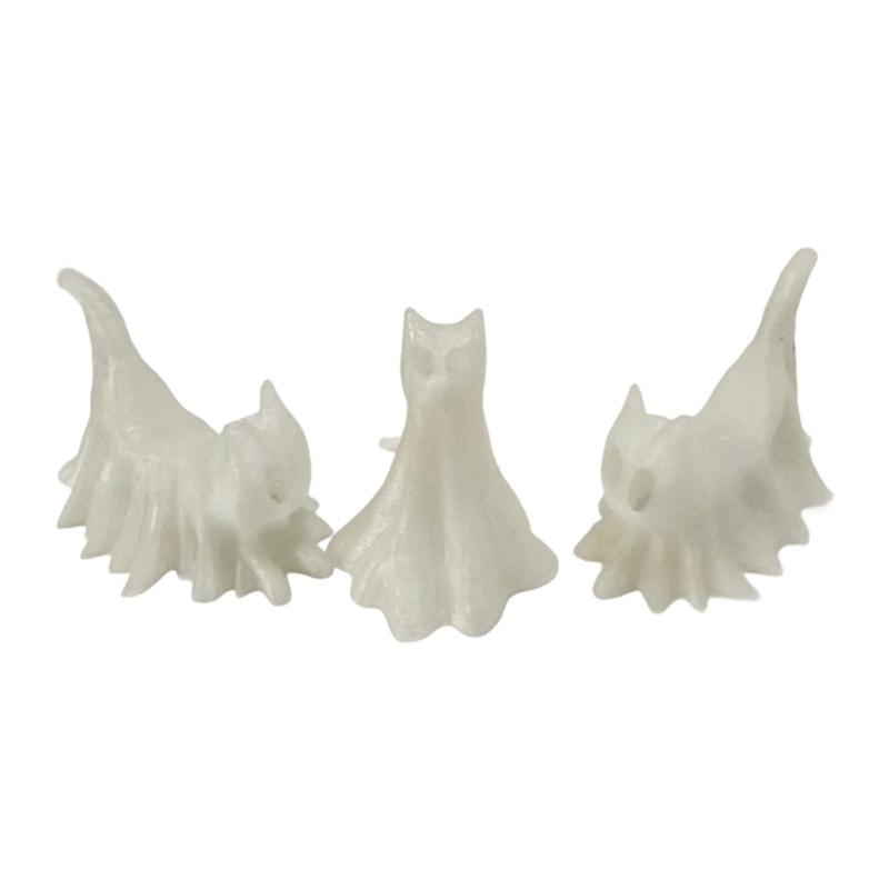 

Funny Ghostly Cats Night Glowing Figurines Decors Set Of 3 Safe For Kids Room And Living Space Halloween Party Display 1