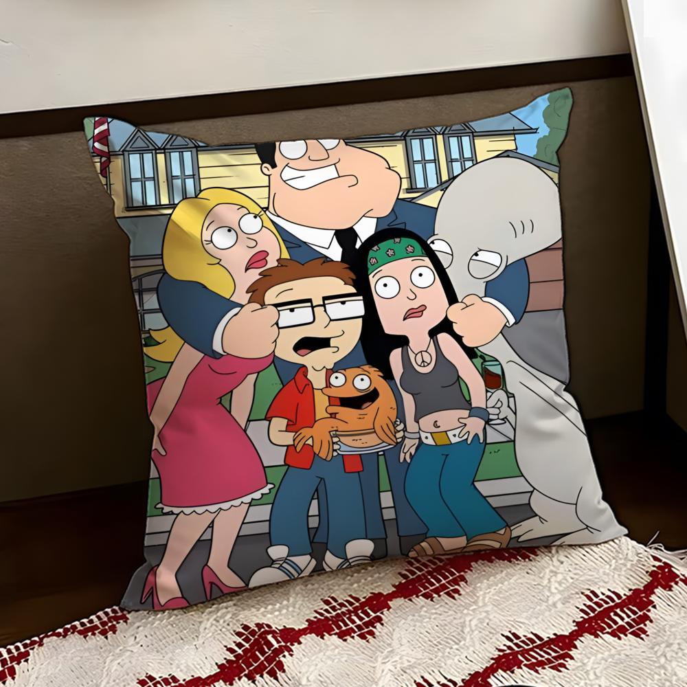 AAmerican DDad Anime Cushion Cover Reversible Soft Durable Pillow Cover Home Car MultiScene Use for Daily Comfort