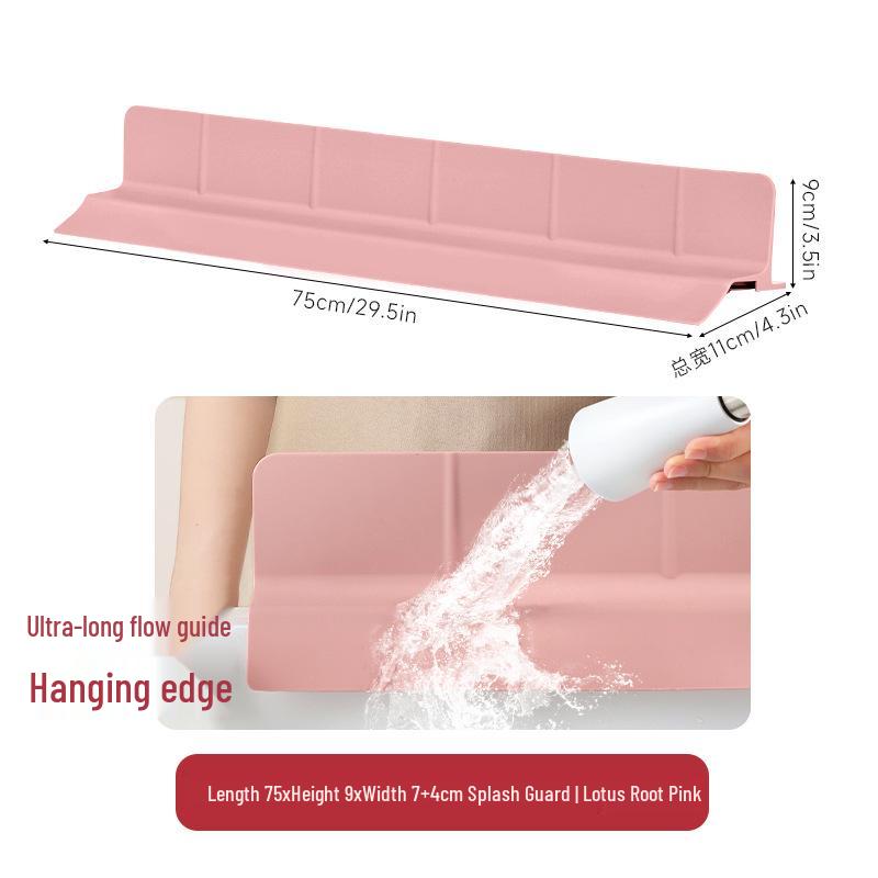Silicone Non-Slip Sink Splash Guard with Suction Cups - Water Barrier & Separator