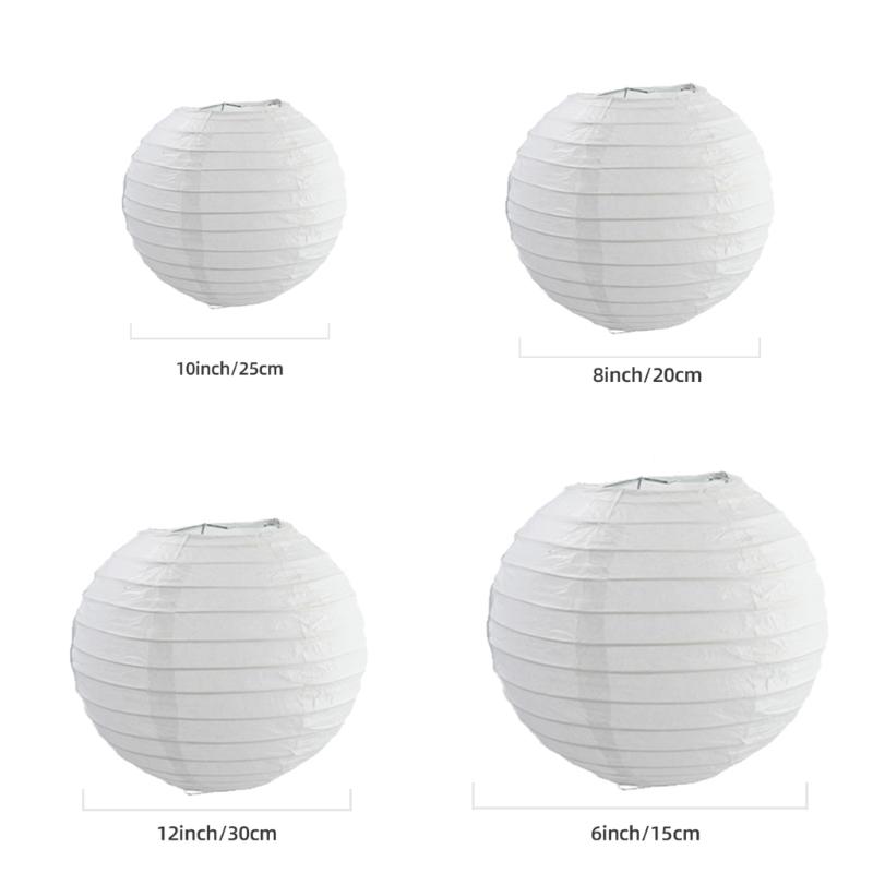 12pcs Chinese Round Paper Lanterns for Wedding Party Decoration White Japanese Hanging Lampshades New Year Decoration