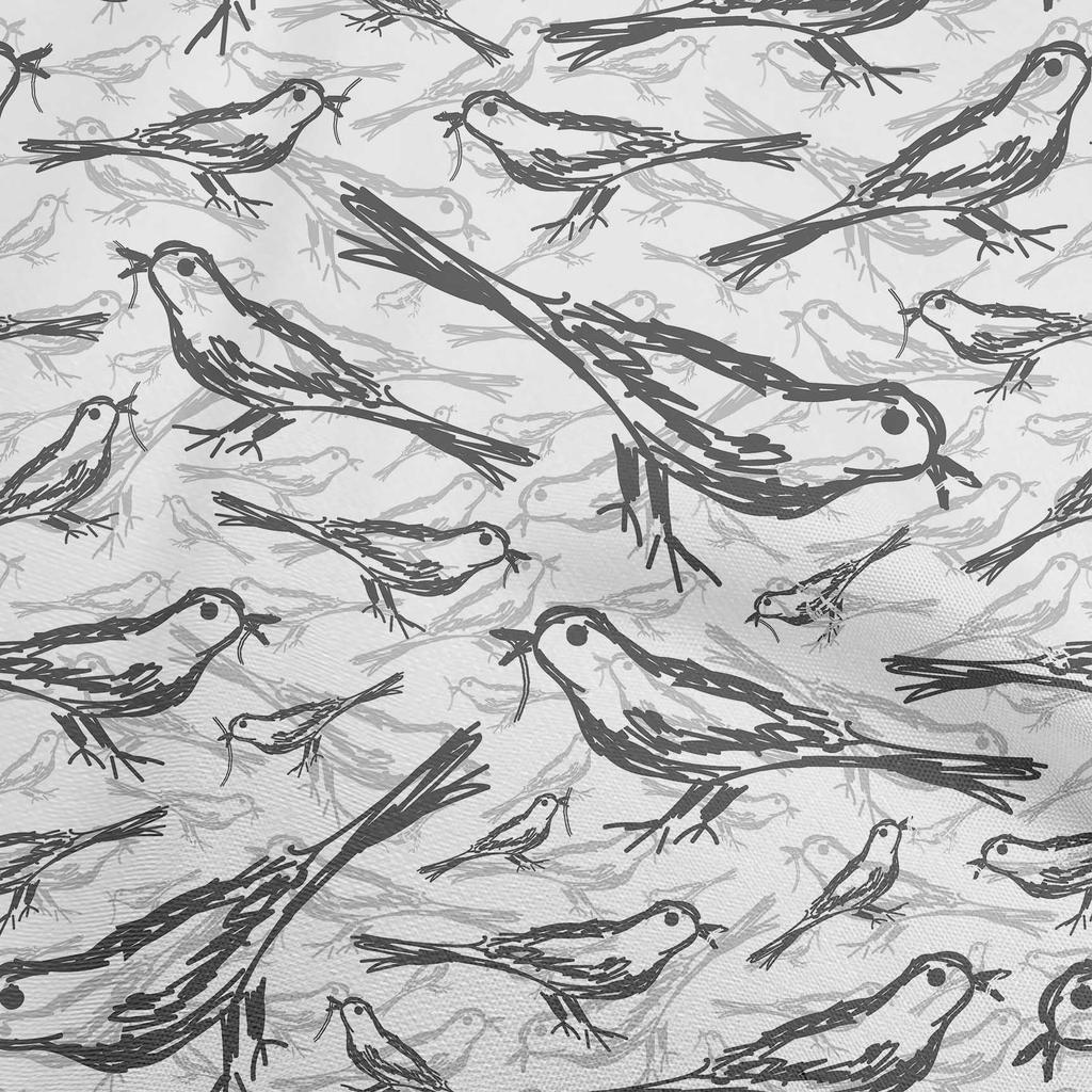 oneOone Cotton Flex Dark Dusty Blue Fabric Bird Diy Clothing Quilting Fabric Print Fabric By Yard 40 Inch