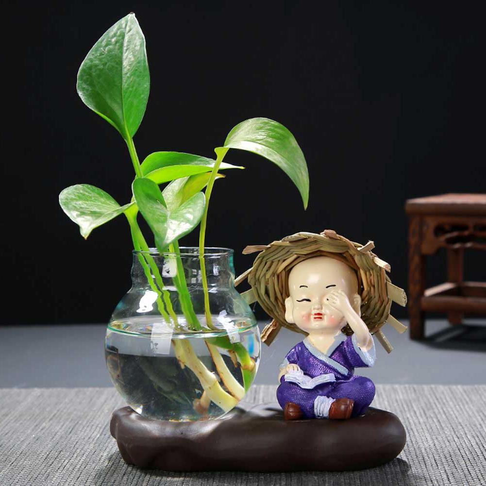 Glass Vase Lovely Transparent Plant Terrarium Glass Vase Desktop Decoration Green Radish Hydroponic Creative Personalized  Vase