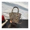 Fashion Trend Leopard Personality Texture Simple Style Crossbody Shoulder Handbag Bucket Bag Female