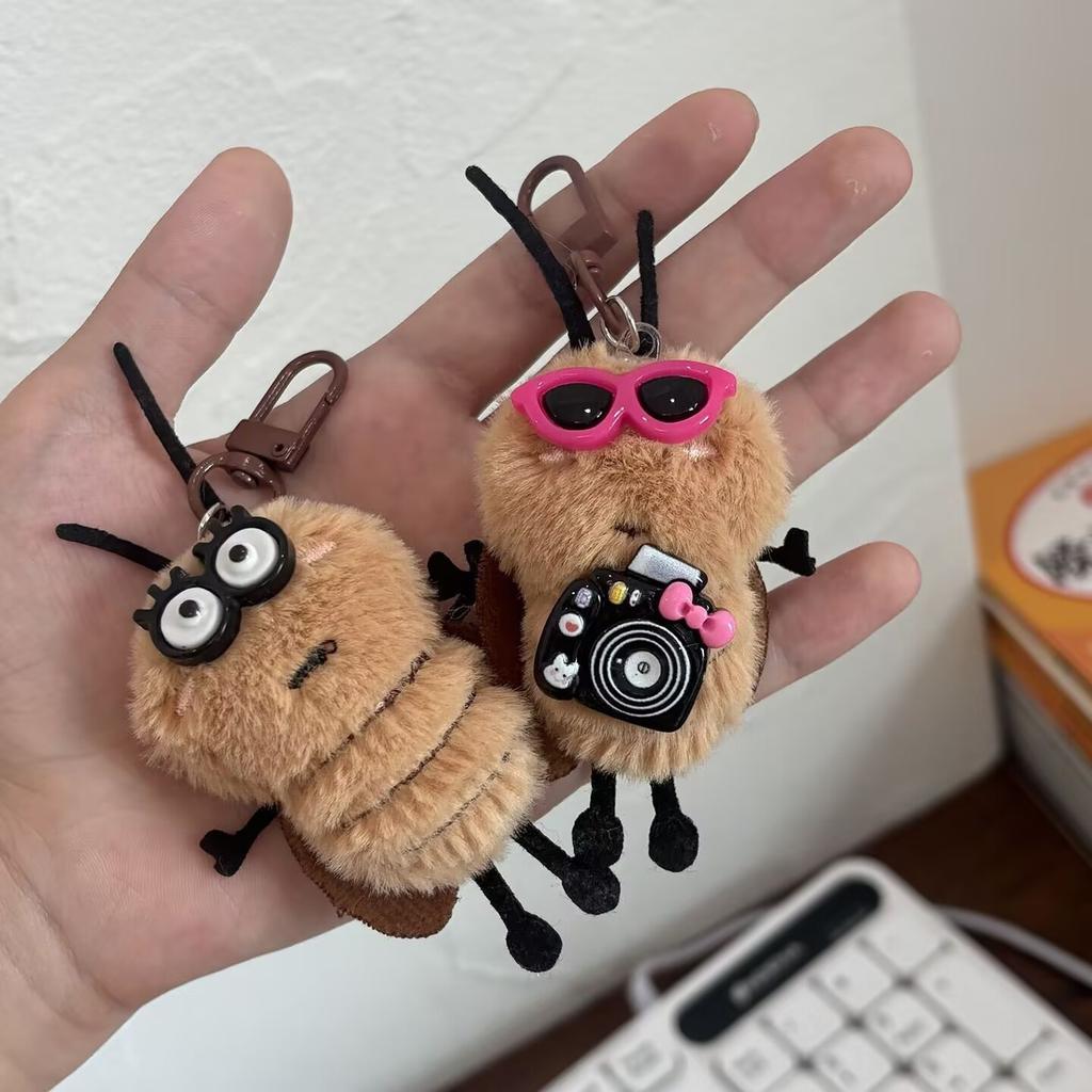 New Mini Cartoon Plush Cute Animal Cockroach Couple Backpack AccessoriesPendant Keychain Doll Girlfriend Birthday Gift