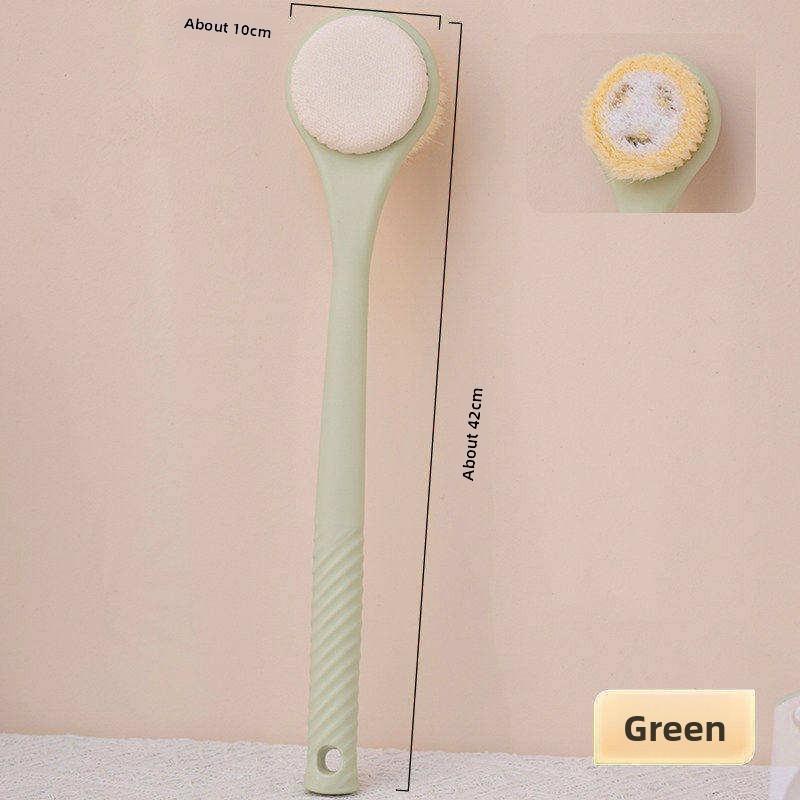 Dualsided Bath Brush With Long Handle For Exfoliation And Body Scrubbing