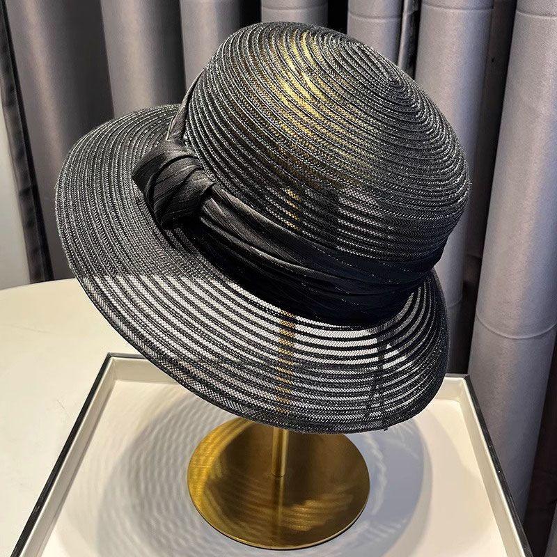 Fashionable Summer Woven Top Hat Women's Light Luxury Top Hat Breathable Sun Hat New Sun Protection Basin Hat