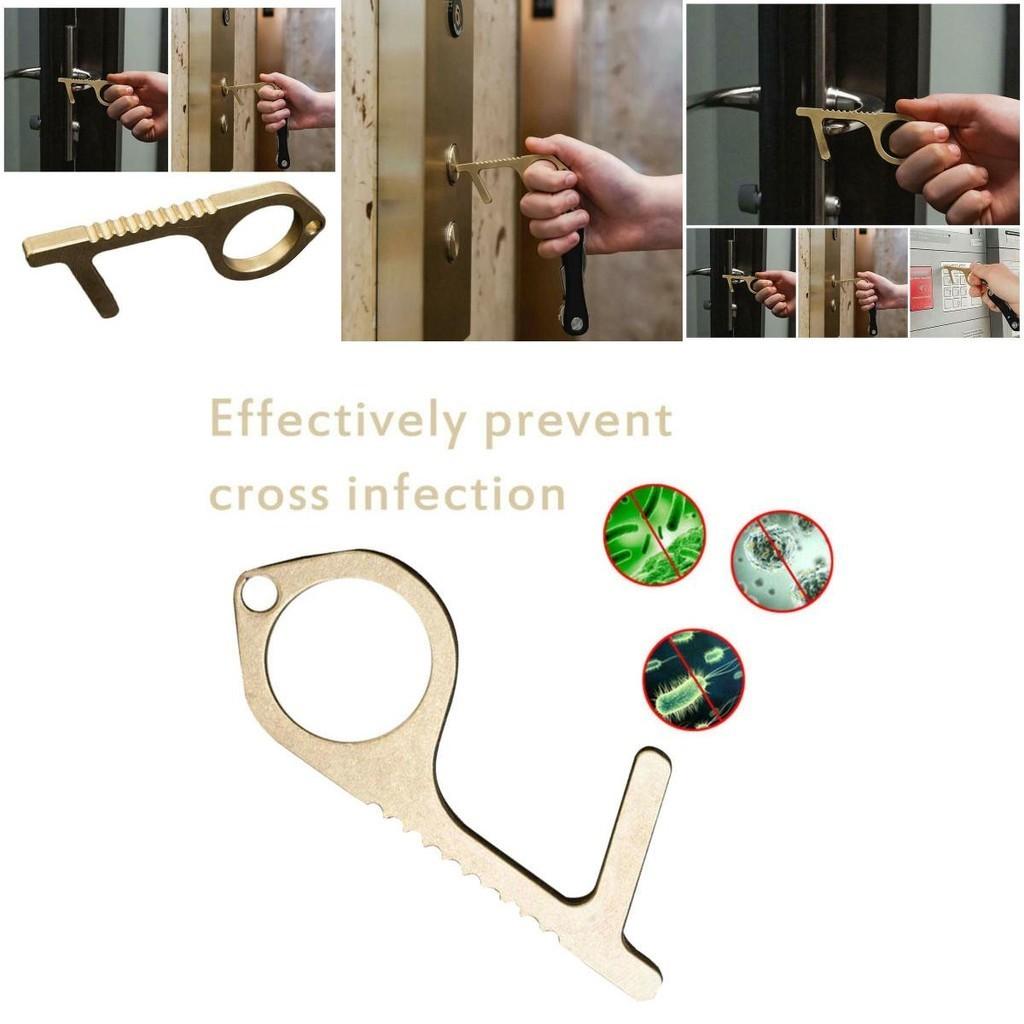Portable Contactless Safety Door Opener Golden Alloy Key For No Touch Convenience