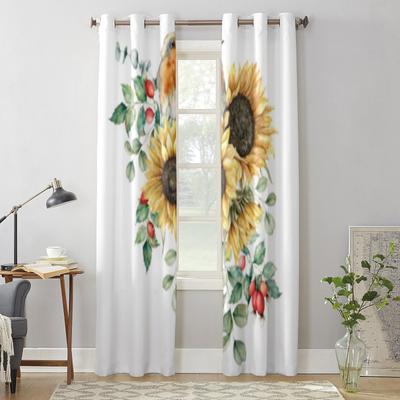 Moderne Fenstergardinen Strauß Sonnenblume und Vogel Luxus Mode Vorhänge für Wohnzimmer Schlafzimmer Küche Vorhänge
