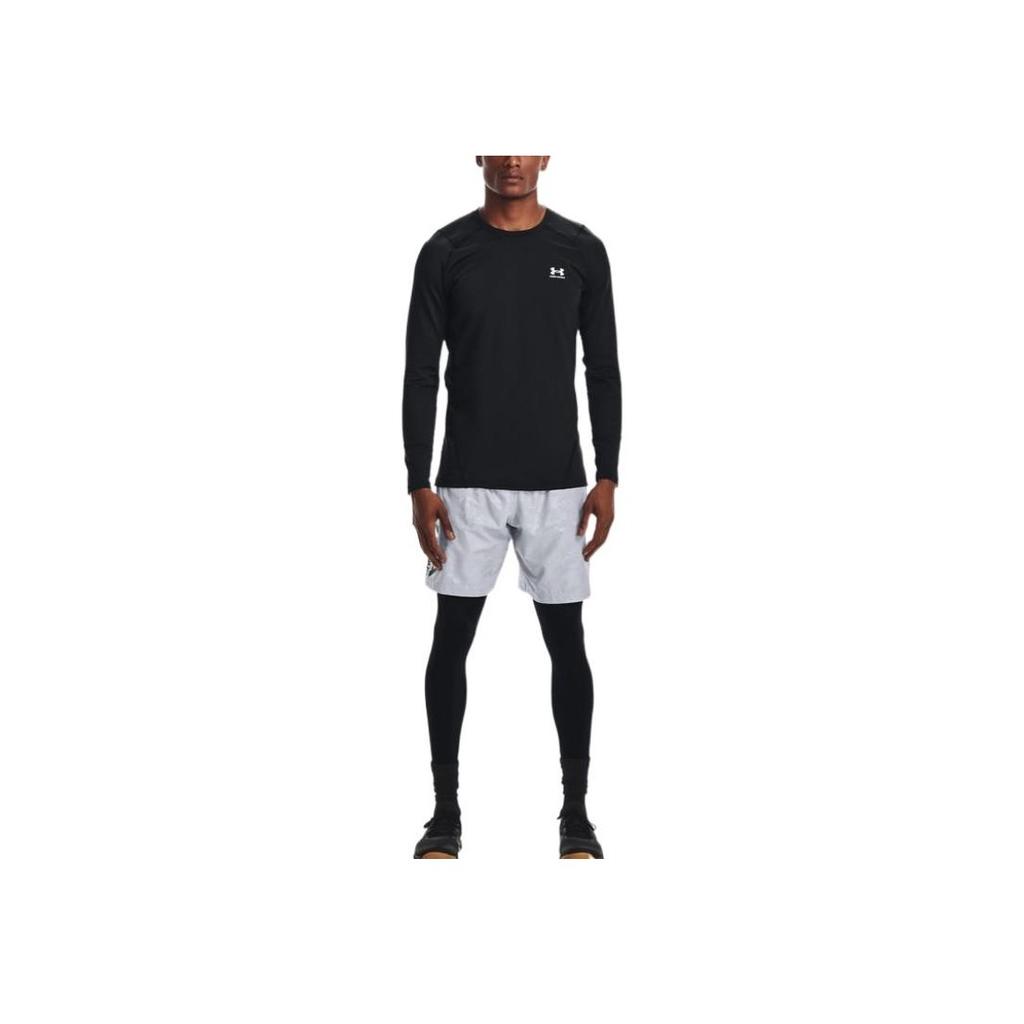 Under Armour Solid Color Round Neck Pullover with Logo Print T-Shirt Men Tops Black 1366068-001