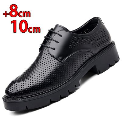 Fashion Genuine Leather Hollow Summer Thick Soled Business Dress Elevator Shoes for Men Height Platform Lift Wedding Party Banquet Daily