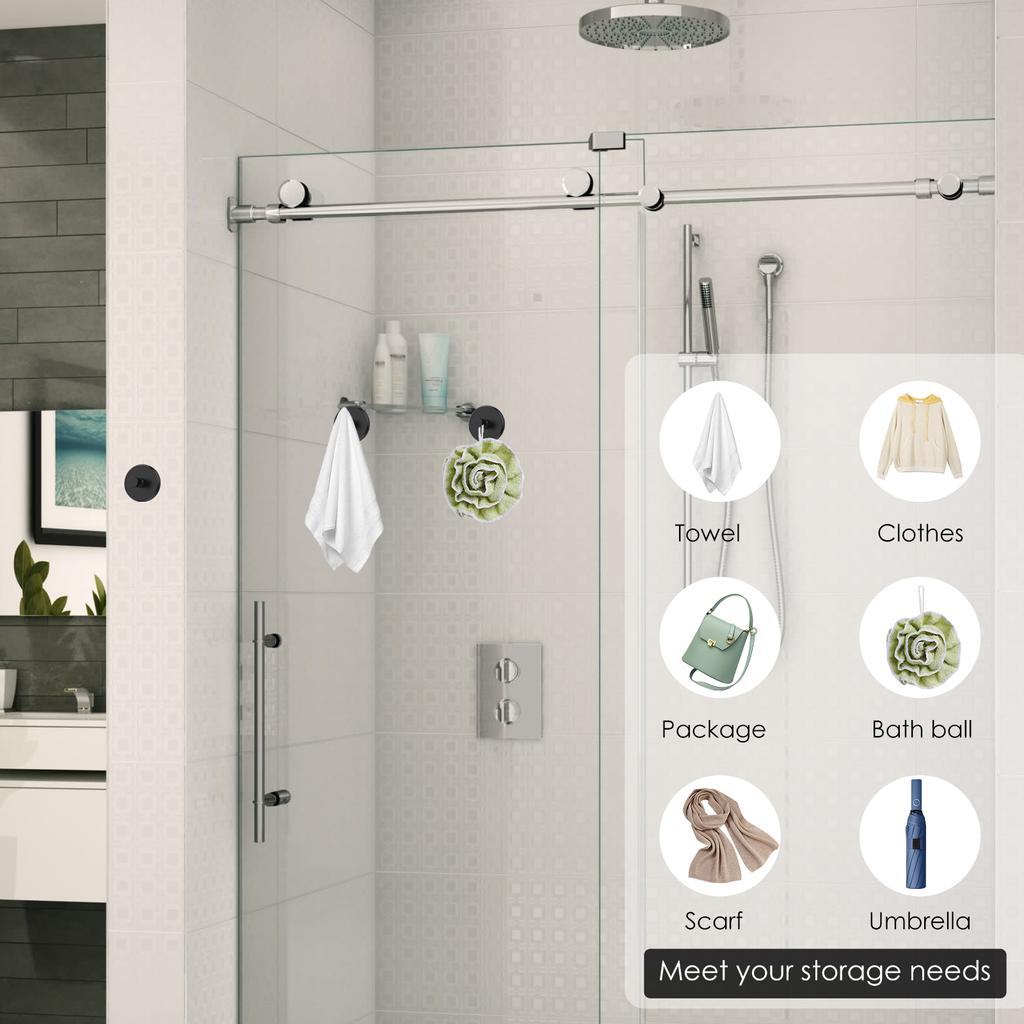 4Pcs Suction Cup Hooks Stainless Steel Bathroom Towel Clothes Holder Wall Mount Kitchen Shower Strong Suction Sucker Hooks