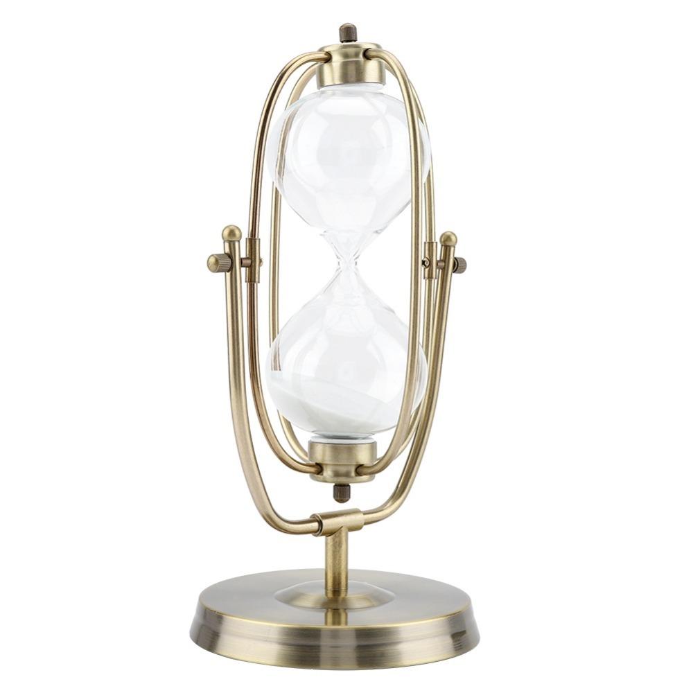 Gold Rotating Hourglass 15/30/60 Minutes Hourglass Timer Elegant Desktop Ornament  Tabletop Display