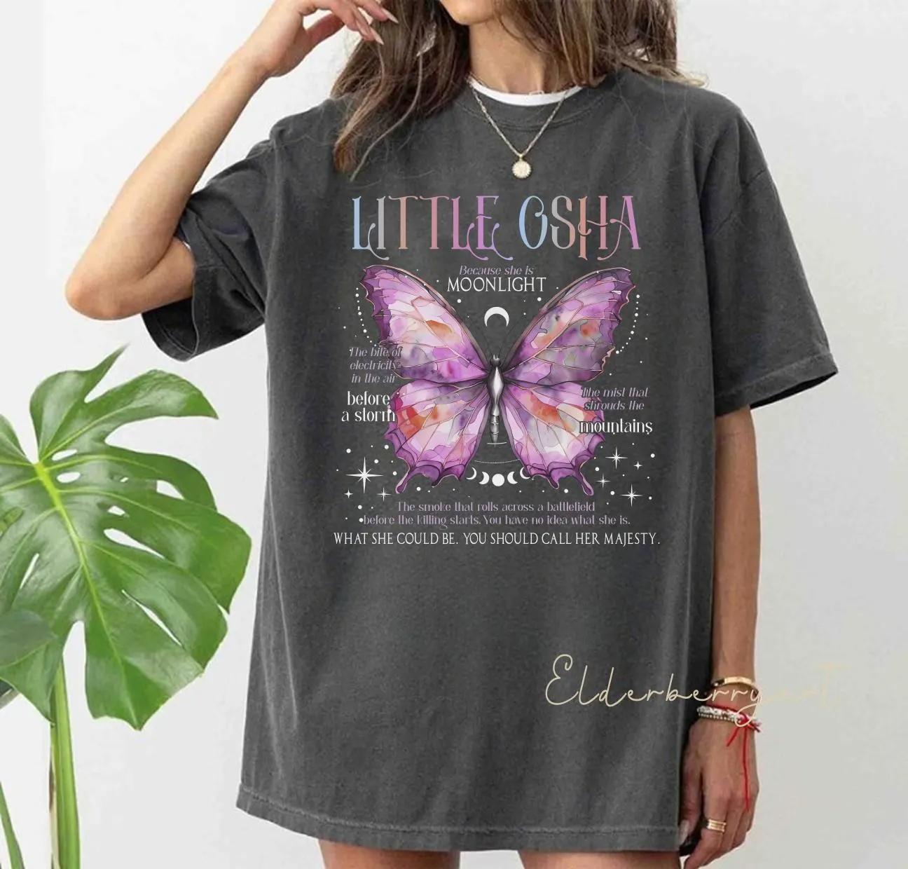 

Summer Womens Vintage Little Osha Butterfly TShirt Cotton and Breathable Short Sleeve Streetwear Oversized Loose Casual 4XL