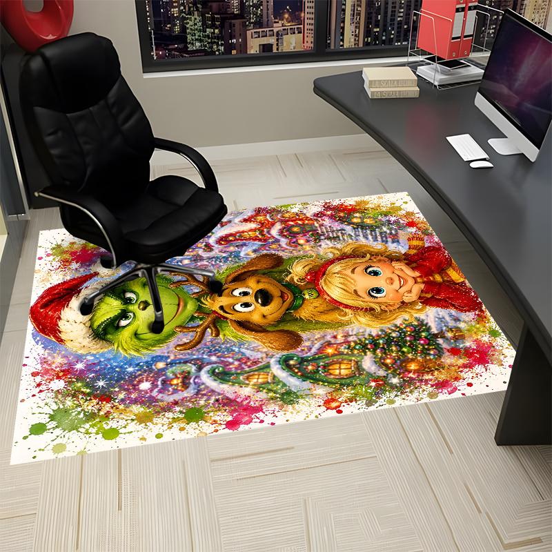Grinch Printed Carpet, Rug for Office Chair Living Room Bedroom Kitchen Room Decor Gifts.