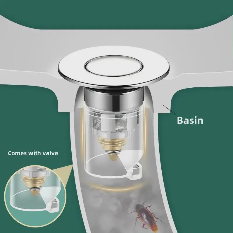 Push Filter Sink Drain Plug with Leak-Proof Basin Bounce Core