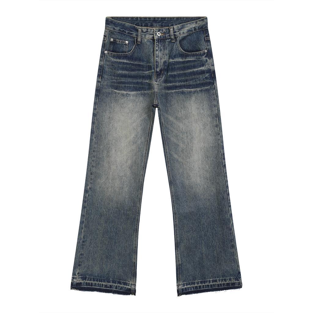 American old retro Cleanfit washed ruffian handsome slightly pull loose jeans tide