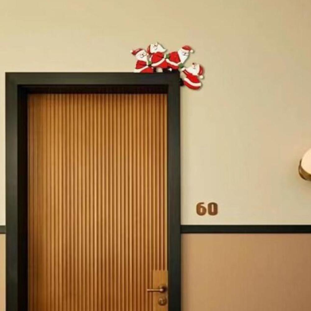 Christmas Door Frame Decoration Santa Claus Wooden Elk Xmas Party Decor Ornament Home Window Crafts Home New Year Gifts 2025 New