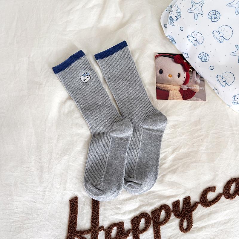 

Женские носки до середины икры с мультяшным котом и цветными блоками - Модные, Универсальные, Бесшовный хлопок для осени/зимы Deluxe Package