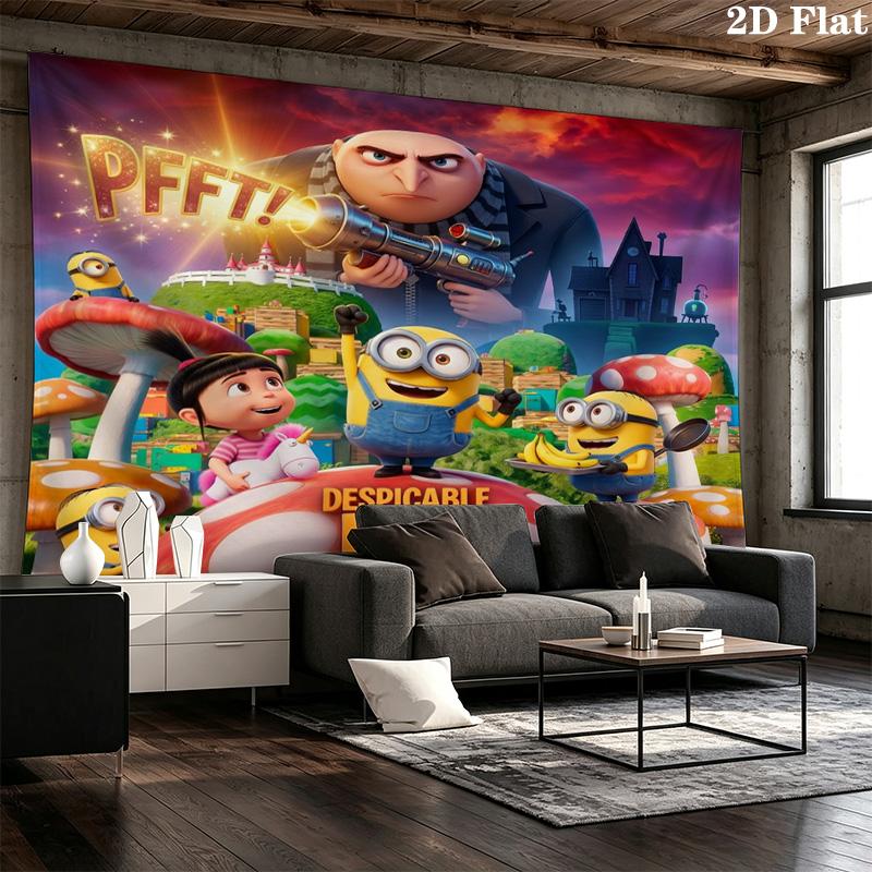 Despicable Minions Wall Tapestry Aesthetic Wall Hanging Printed Fabric Blanket Decorative Tapestries For Bedroom Living Room Home Decor