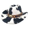 Winter Plush Cowboy Hats with Cow Pattern Design for Women Men Unisex Cold Weather Wide Brims Western Cap Party Props