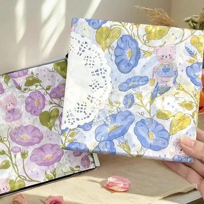 10 Sheets Bear Morning Glory Snow Pear Design Paper Flower Bouquet Wrapping Paper for Wedding Birthday Party DIY Decor
