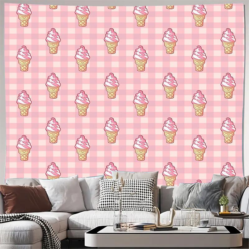 

Ice Cream Tapestry Wall Hanging Aesthetic Room Decor Dorm Wall Art Washable Home Sweet Home Gift Trendy Backdrop Vintage 74x94cm(29x37in)