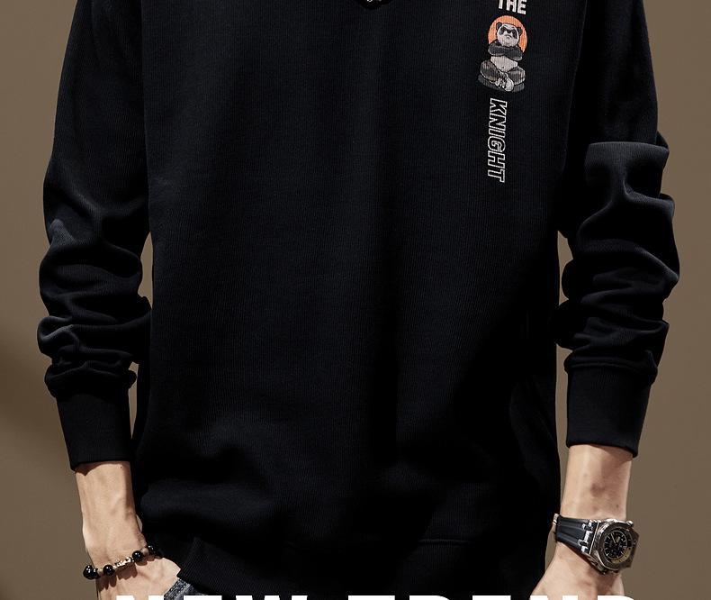 Sudadera de Otoño para Hombre con Estampado de Panda, Cuello Redondo, Corte Ajustado - Top de Marca de Moda