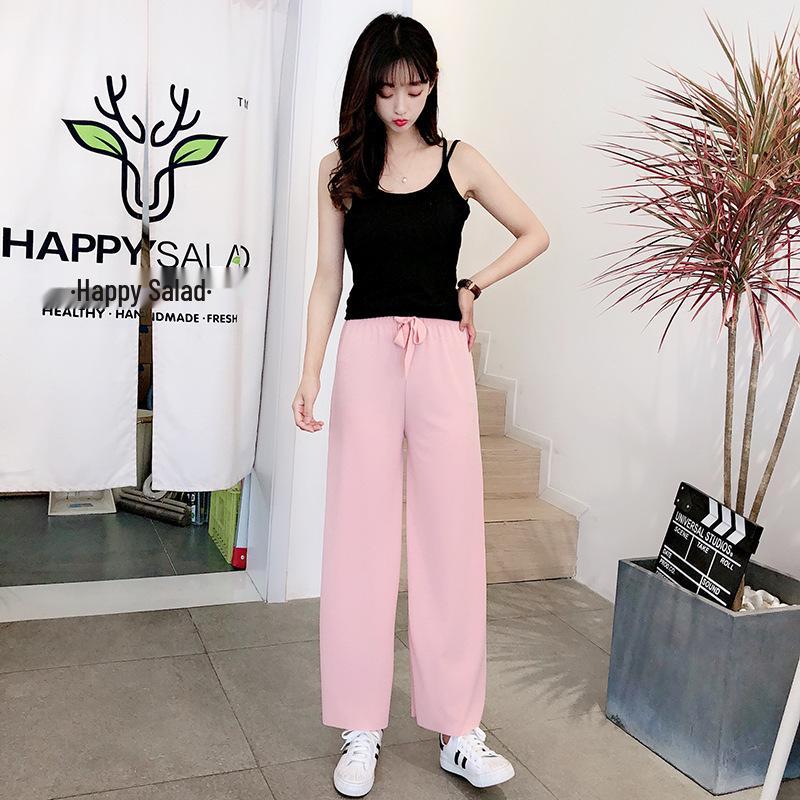 Paris High Waist Ice Silk Drape Pants - Summer Loose Straight Leg