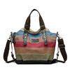 New Canvas Casual Retro Fashion and Art College Shoulder Oblique Span Large-capacity Women's Bag Contrasting Color Splicing Bag
