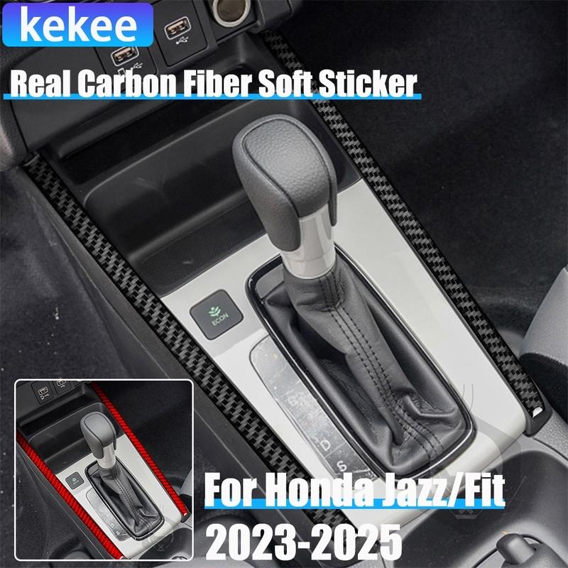 Real Carbon Fiber Car Accessories Gear Shift Strip Decorative Trim Cover Soft Sticker For Honda Fit /Jazz GR9 2024 2025