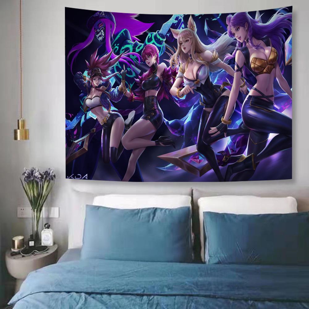 KDA Ahri Akali Kaisa Seraphine Hanging Bohemian Tapestry Cheap Hippie Bohemian Wall Tapestries Mandala Wall Hanging