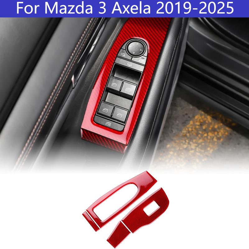 Carbon Fiber For Mazda 3 Axela -2025 Front Door Window Switch Trim Anti Scratch Wear Resistant Interior Car Accessories