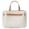 Michael Kors Borsa a Spalla Piccola da Donna Emilia Logo Firma Dettagli Dorati Ecopelle Colore Vaniglia e Marrone