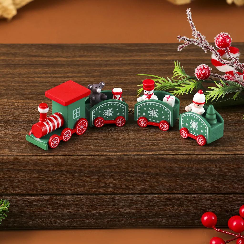 Wooden Christmas Small Train Xmas Ornaments Merry Christmas Decor for Home Happy New Year 2025 Creative Kids Naviidad Gifts Gift