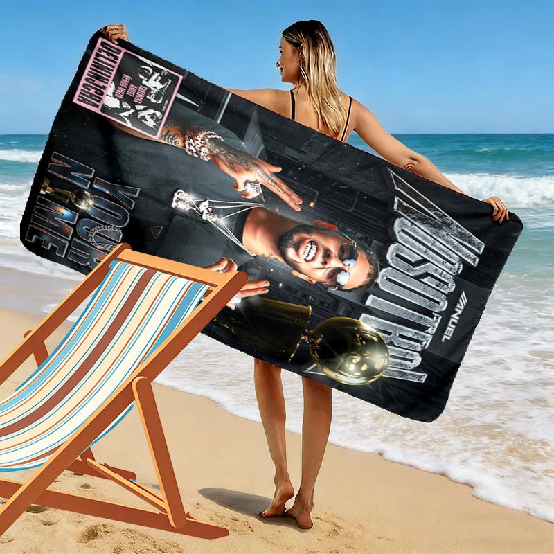 Name Custom Anuel AA Poster Print Beach Towel, Large Soft Quick Dry Towel for Beach Camping Swimming