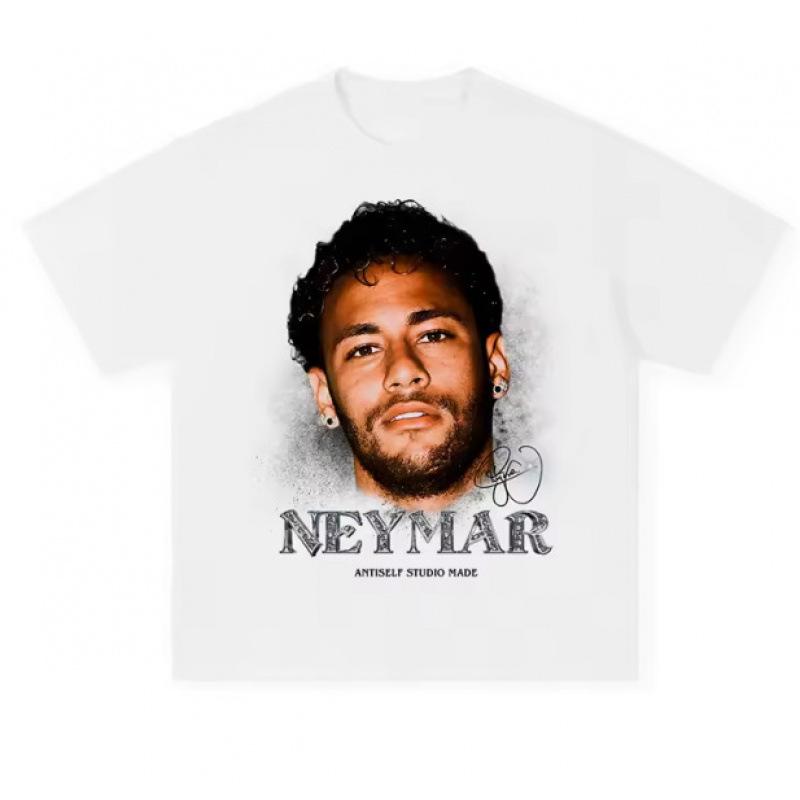 Men's Stylish Casual Pure Cotton Summer T-Shirt with Neymar Print and Crew Neck