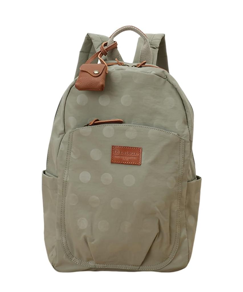 Toleur Tola Bag, Light Gray Nylon Dot Backpack, Lightweight for Commuting, School, and More, Women's, 11927-LGY