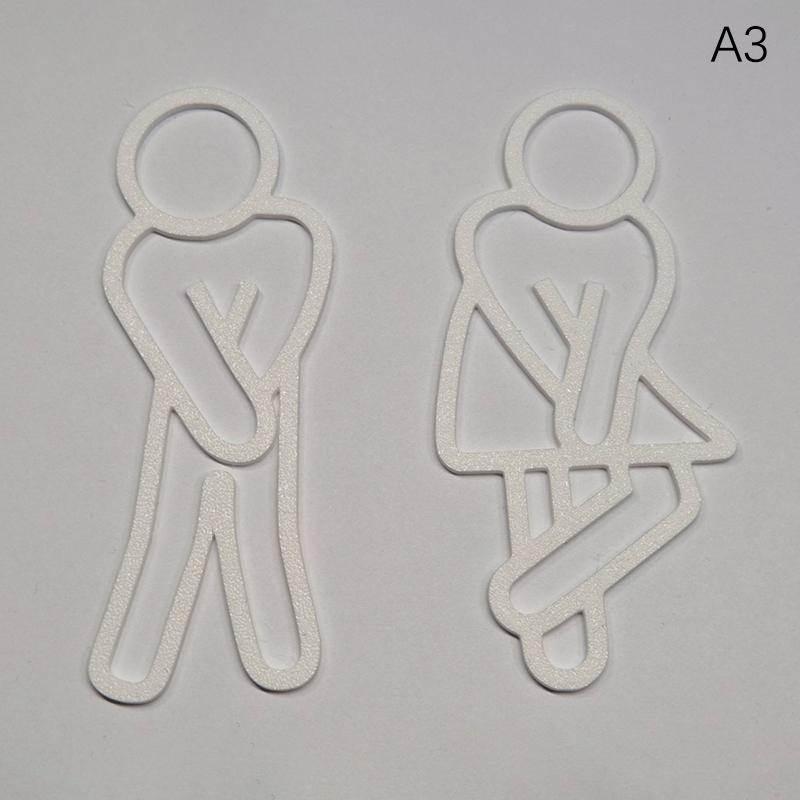 3D Printed Bathroom Door Sign Male & Female Restrooms Symbol Door Decor Restaurant Hotel Cafe Toilet Signage Wall Sticker