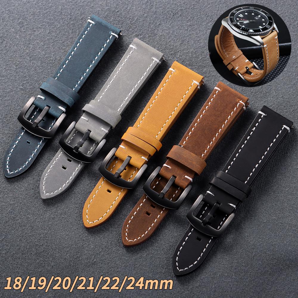 Geniune Retro Leather Watch Strap 18mm 19mm 20mm 21mm 22mm 24mm Vintage Watchband Quick Release Bracelet for Huawei Watch Gt2/3