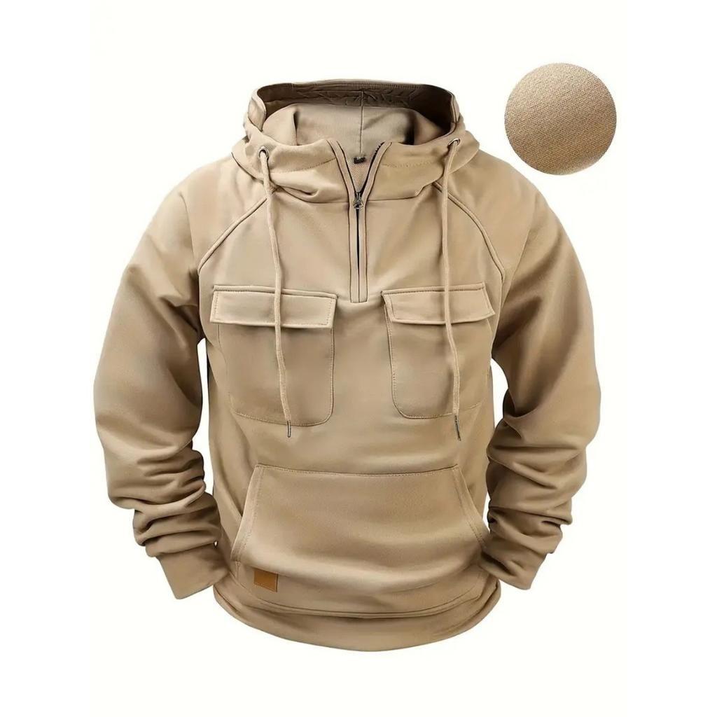 Herren Kapuzenpullover mit fester Farbe für Frühling und Herbst, Sport- und Arbeitskleidung für Jugendliche, Trendige Marken-Kapuzenjacke