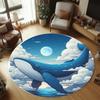 Whale Ocean Round Rug Moon Star Cloud Pattern Soft Non-slip Mat Cartoon Funny Kids Room Decor Play Carpet Living Room Decor Mat