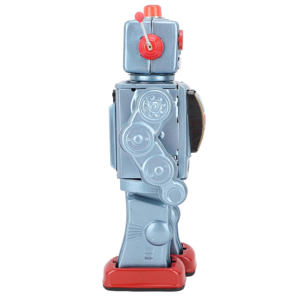 Rotating Robot Tin Toy, Interesting Electric Nostalgic Metal Tin Robot Toy for Kids and Adults (Blue)