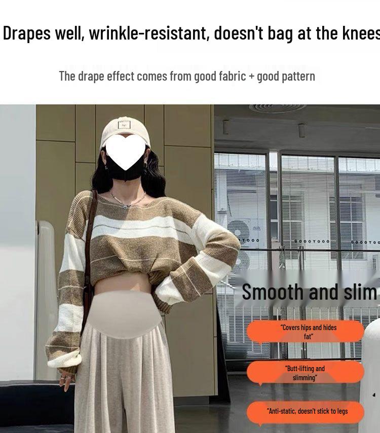 Maternity Wide-Leg Belly Support Pants - Autumn/Winter Fashion, Plus Velvet