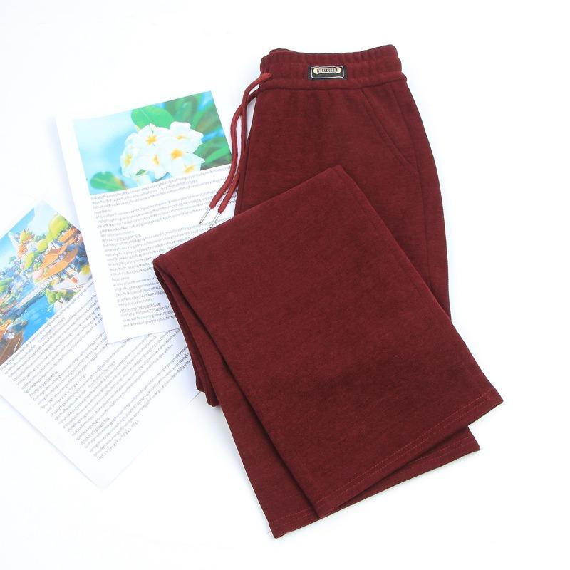 

Angola red European cotton lint wide-leg pants women s new elastic high waist loose and thin casual straight pants large size 5XL (135-80 kg)